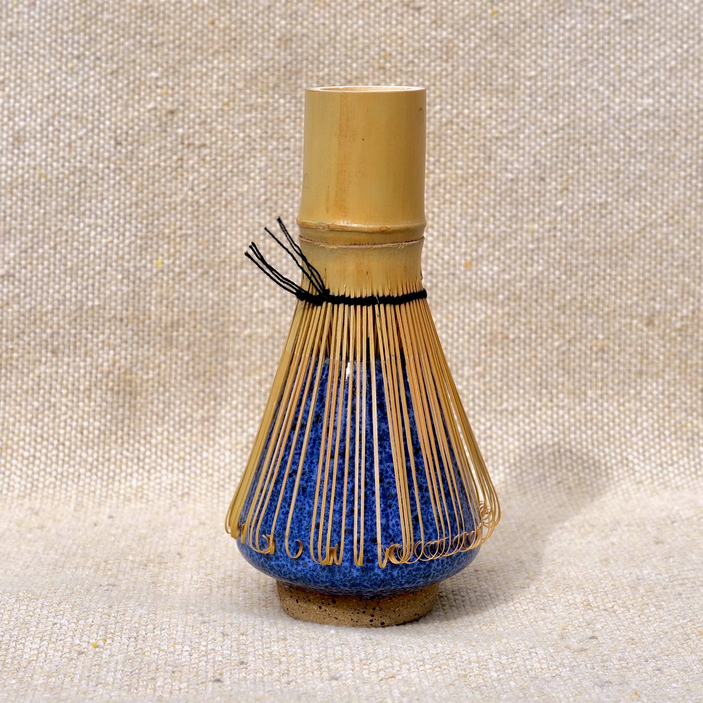 handmade ceramic matcha whisk stand, matcha whisk holder, blue speckled glaze