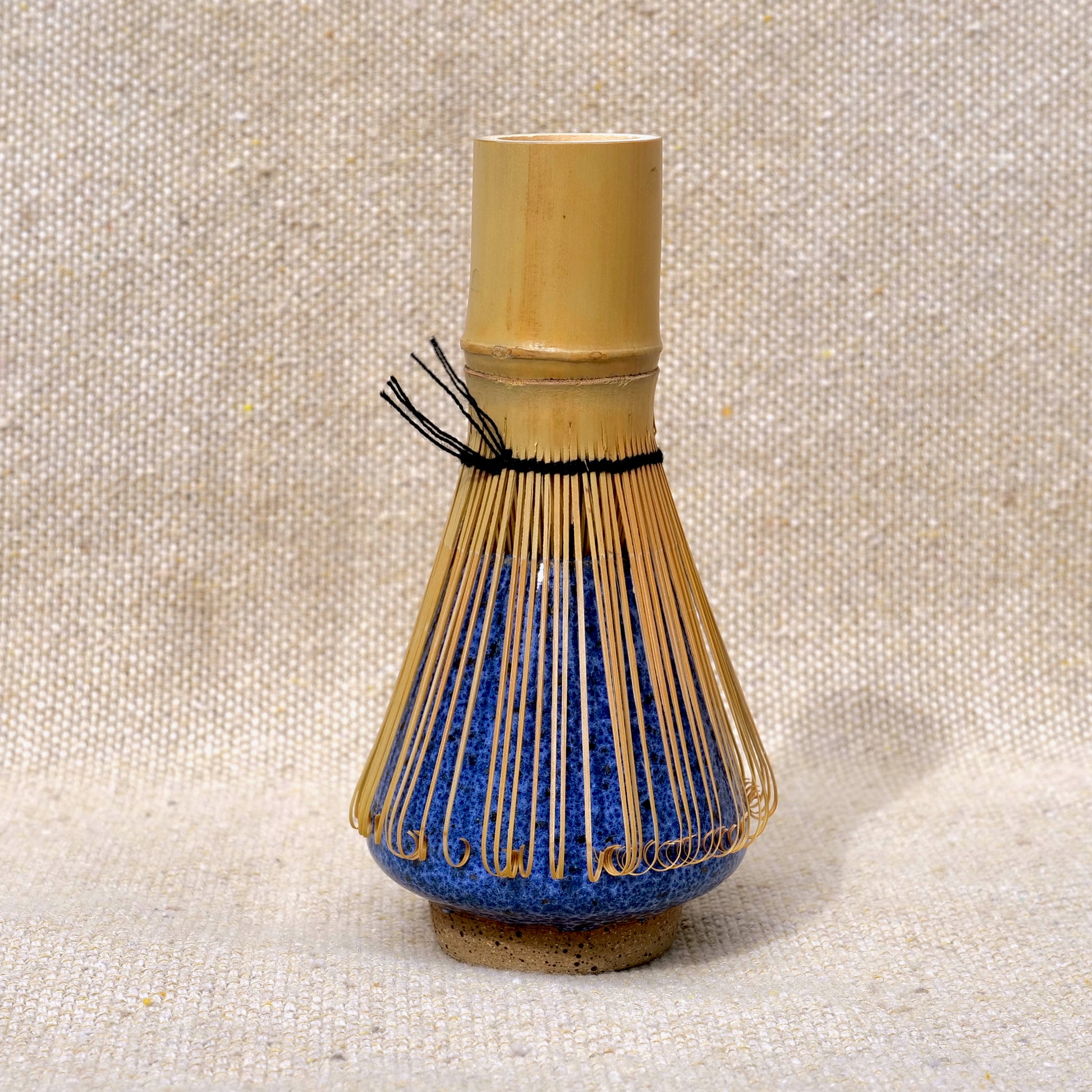 handmade ceramic matcha whisk stand, matcha whisk holder, blue speckled glaze