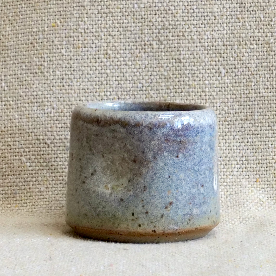 handmade ceramic espresso cortado cup, beige grey speckled glaze, pinch cup, thumb cup, pottery