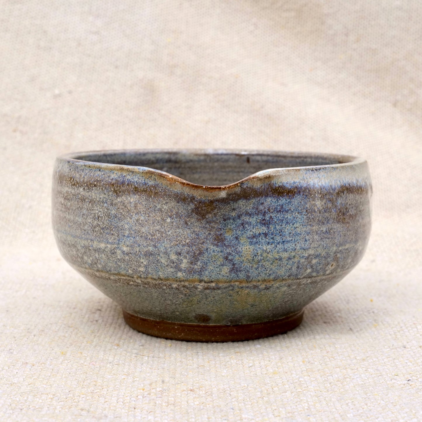handmade ceramic matcha bowl, tea bowl, spout, mixing bowl, neutral brown grey glaze