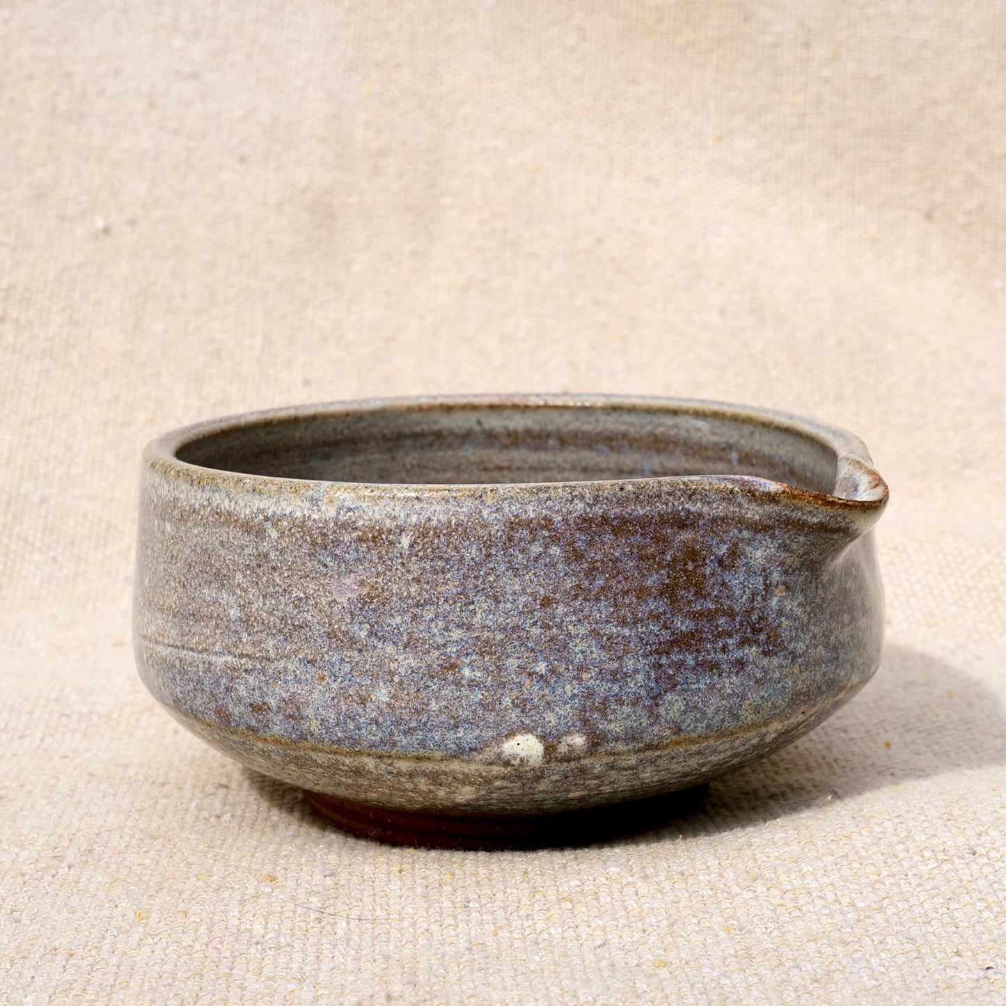 handmade ceramic matcha bowl, tea bowl, spout, mixing bowl, neutral brown grey glaze
