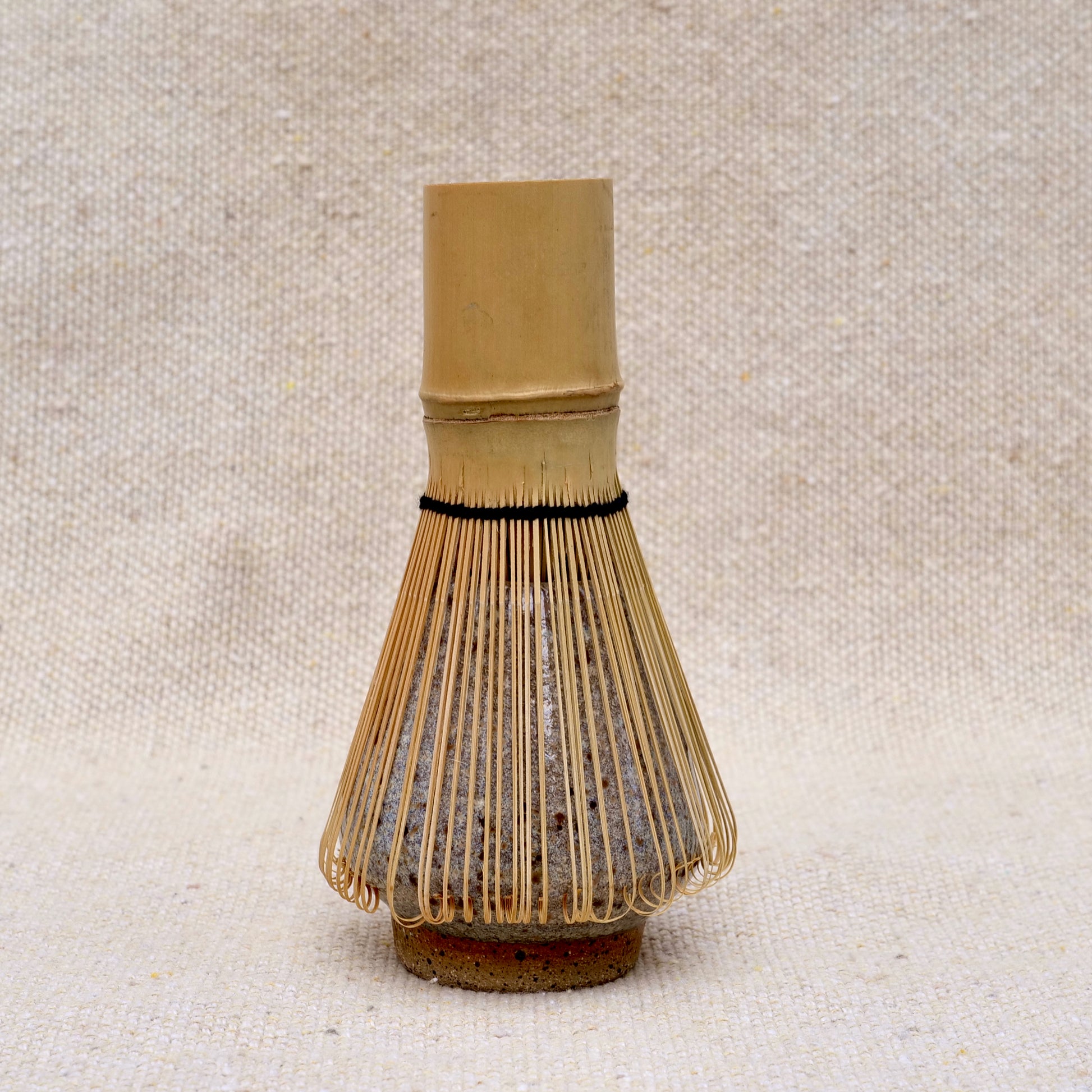 handmade ceramic matcha whisk stand, matcha whisk holder, grey beige speckled glaze