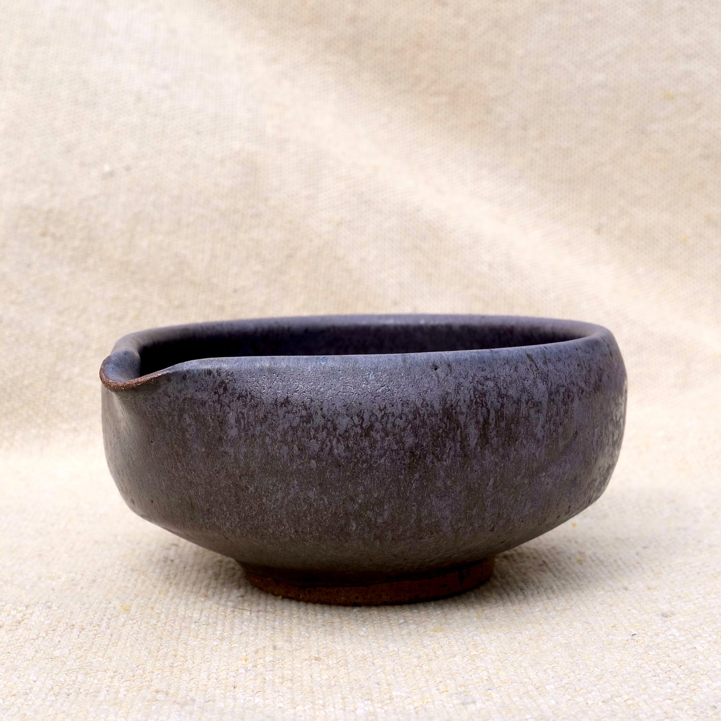 handmade ceramic matcha bowl, tea bowl, spout, mixing bowl, matte grey black glaze
