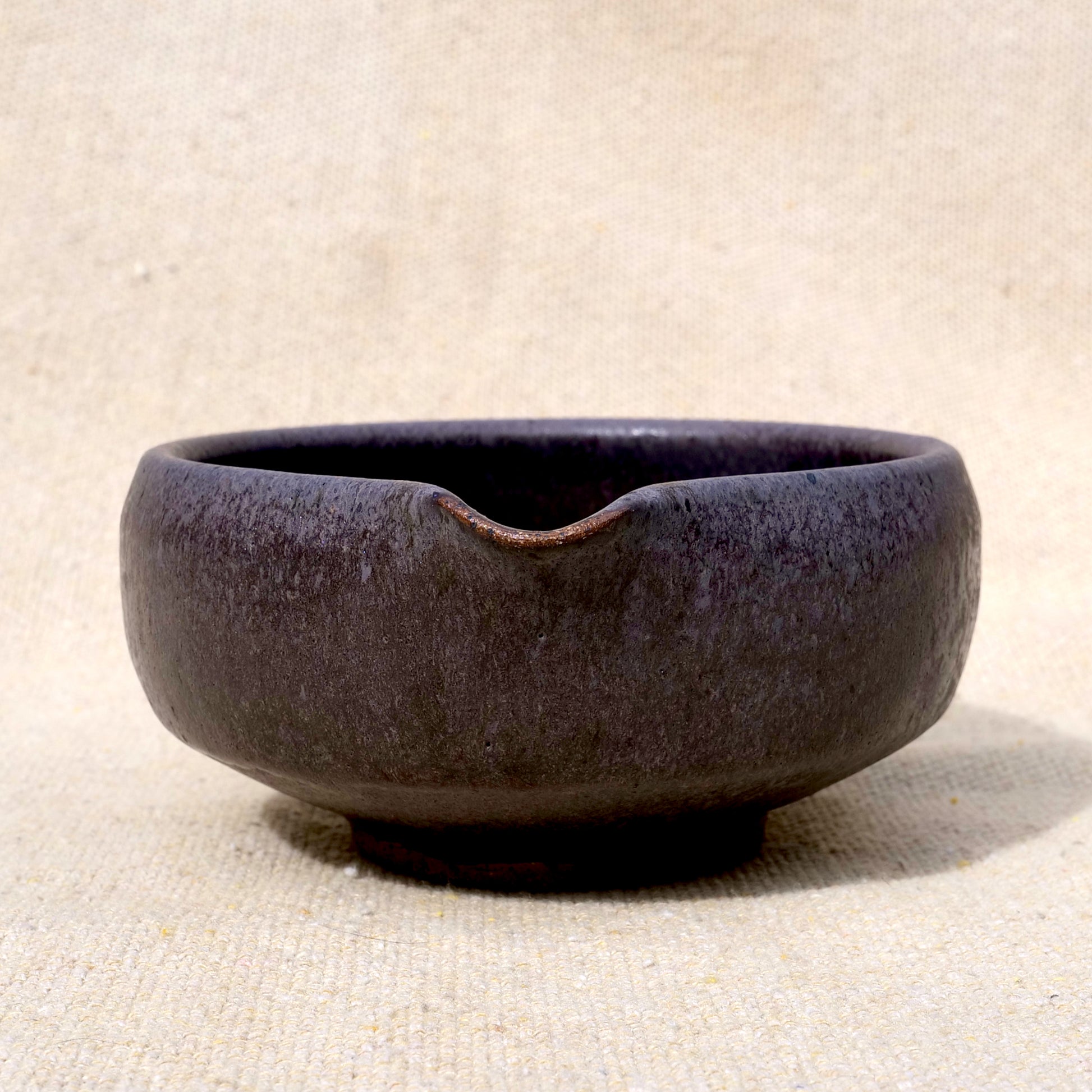 handmade ceramic matcha bowl, tea bowl, spout, mixing bowl, matte grey black glaze