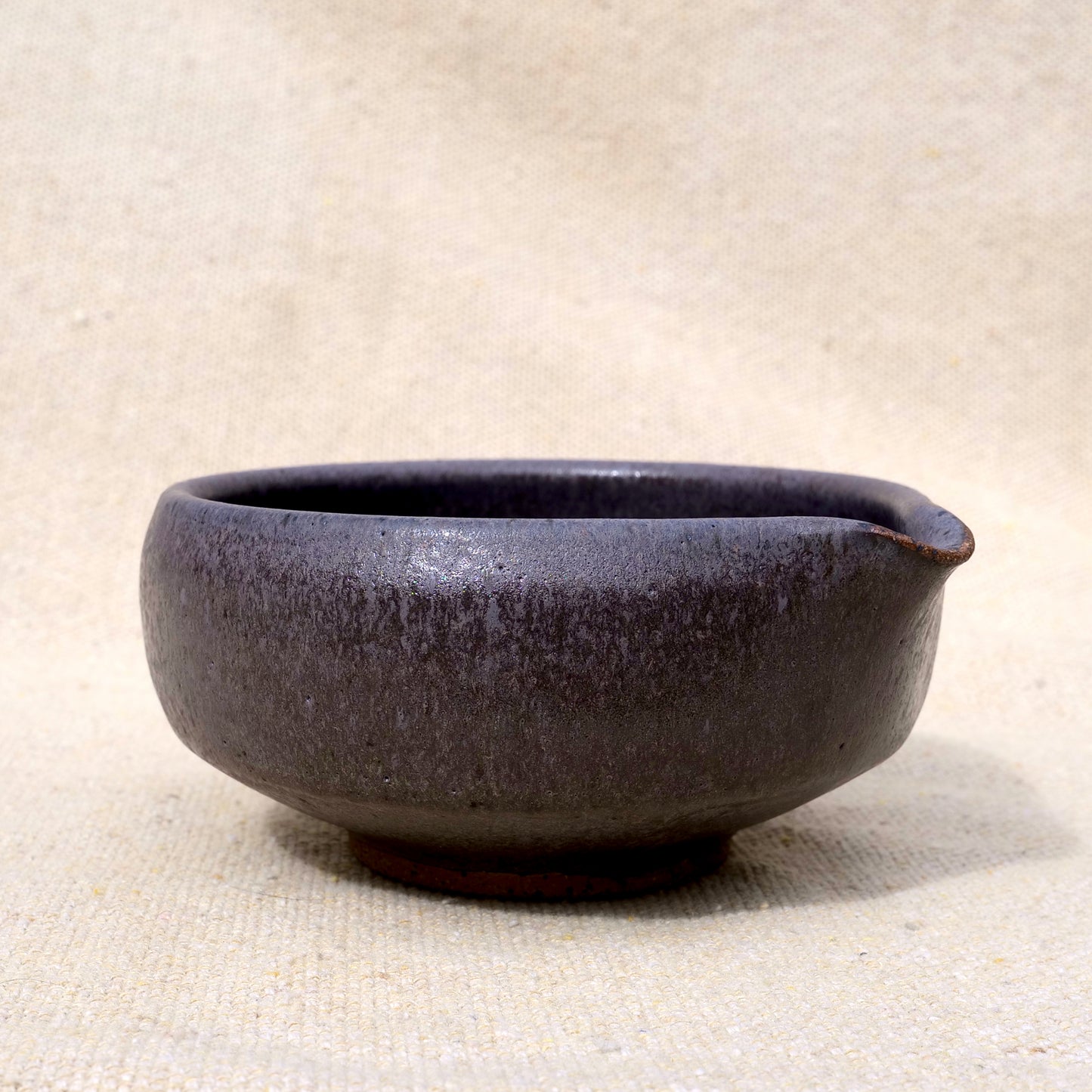 handmade ceramic matcha bowl, tea bowl, spout, mixing bowl, matte grey black glaze