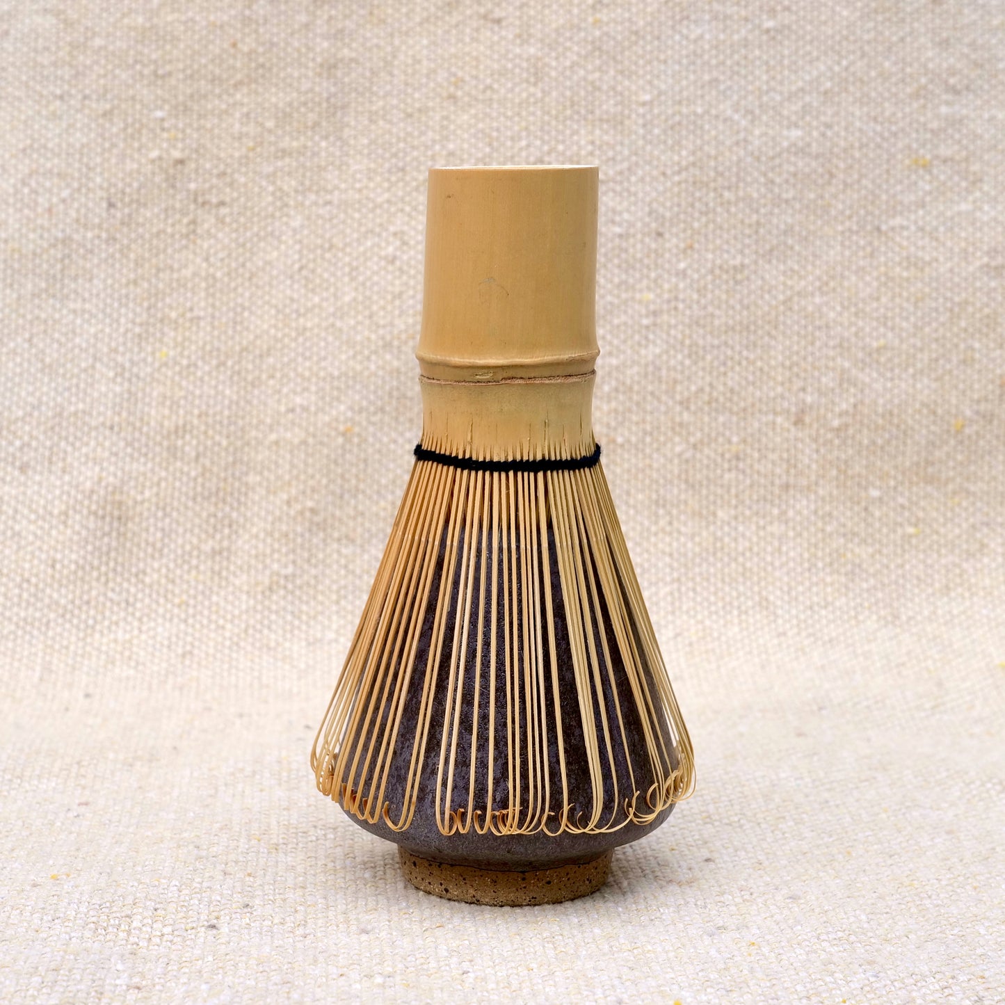 handmade ceramic matcha whisk stand, matcha whisk holder, matte grey black glaze