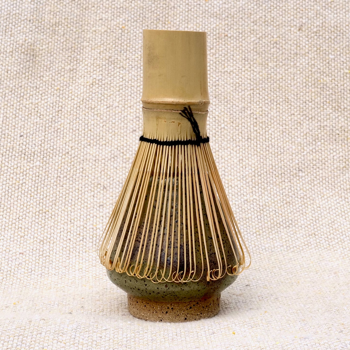 handmade ceramic matcha whisk stand, matcha whisk holder, earthy green glaze